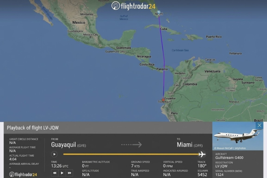QUASE 1 MILHÃO DE PESSOAS RASTREIA JATINHO QUE LEVOU FLÁVIO BOLSONARO, EM SEGURANÇA, A MIAMI